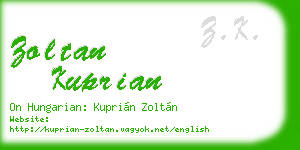 zoltan kuprian business card